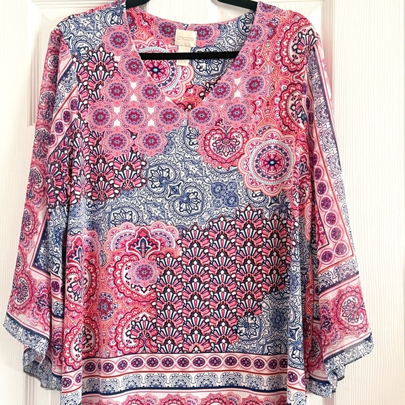 Chico's Mosaic Pink Blouse Large - Picture 6 of 8